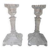Pair of glass candlesticks