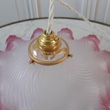 Serrated pendant lamp in pink glass 50s-60s