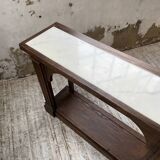 Oak console with white marble top 1970