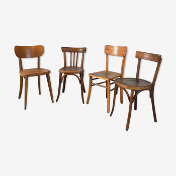 Series of 4 Bistro chairs dismatched Baumann and Fischel