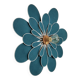 Peacock blue rattan and linen 24 petal flower wall light