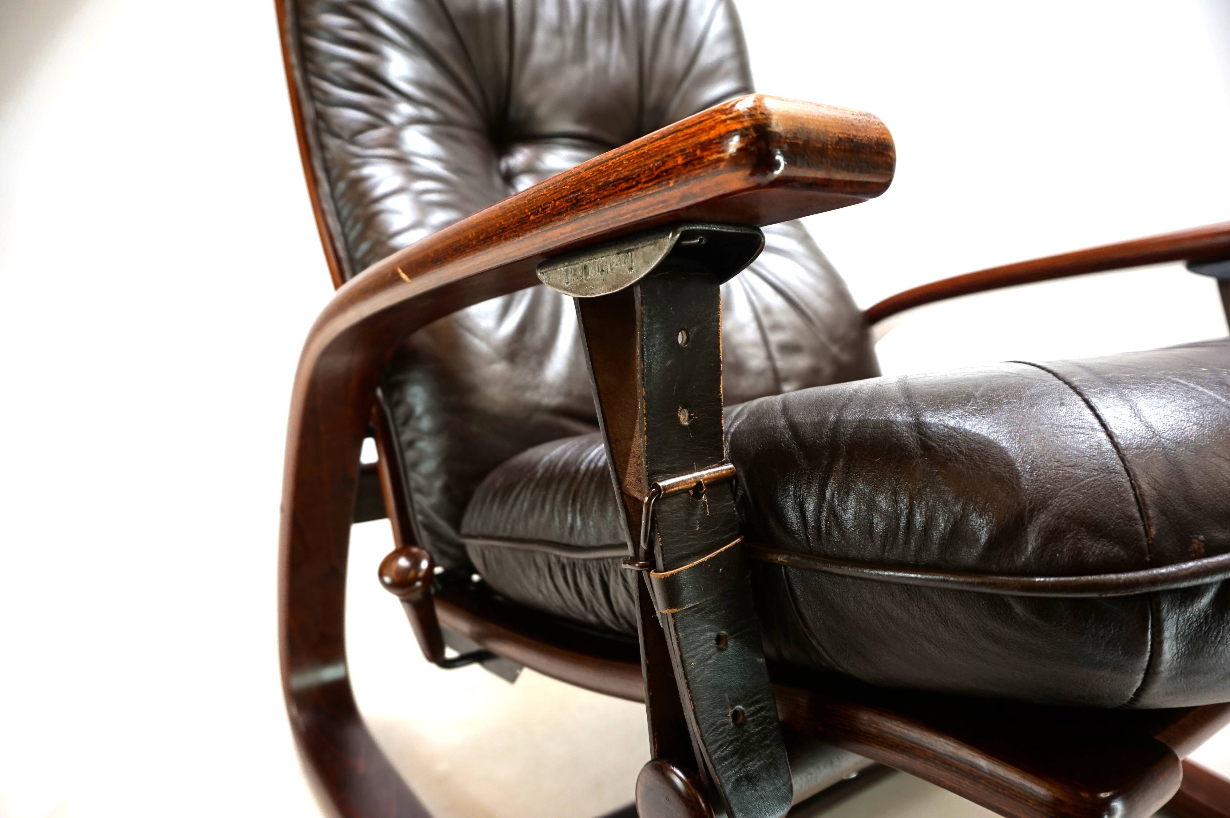 Westnofa The Panter leather lounge chair by Arnt Lande, 1970s