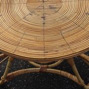 Table basse ronde en rotin style Audoux Minet