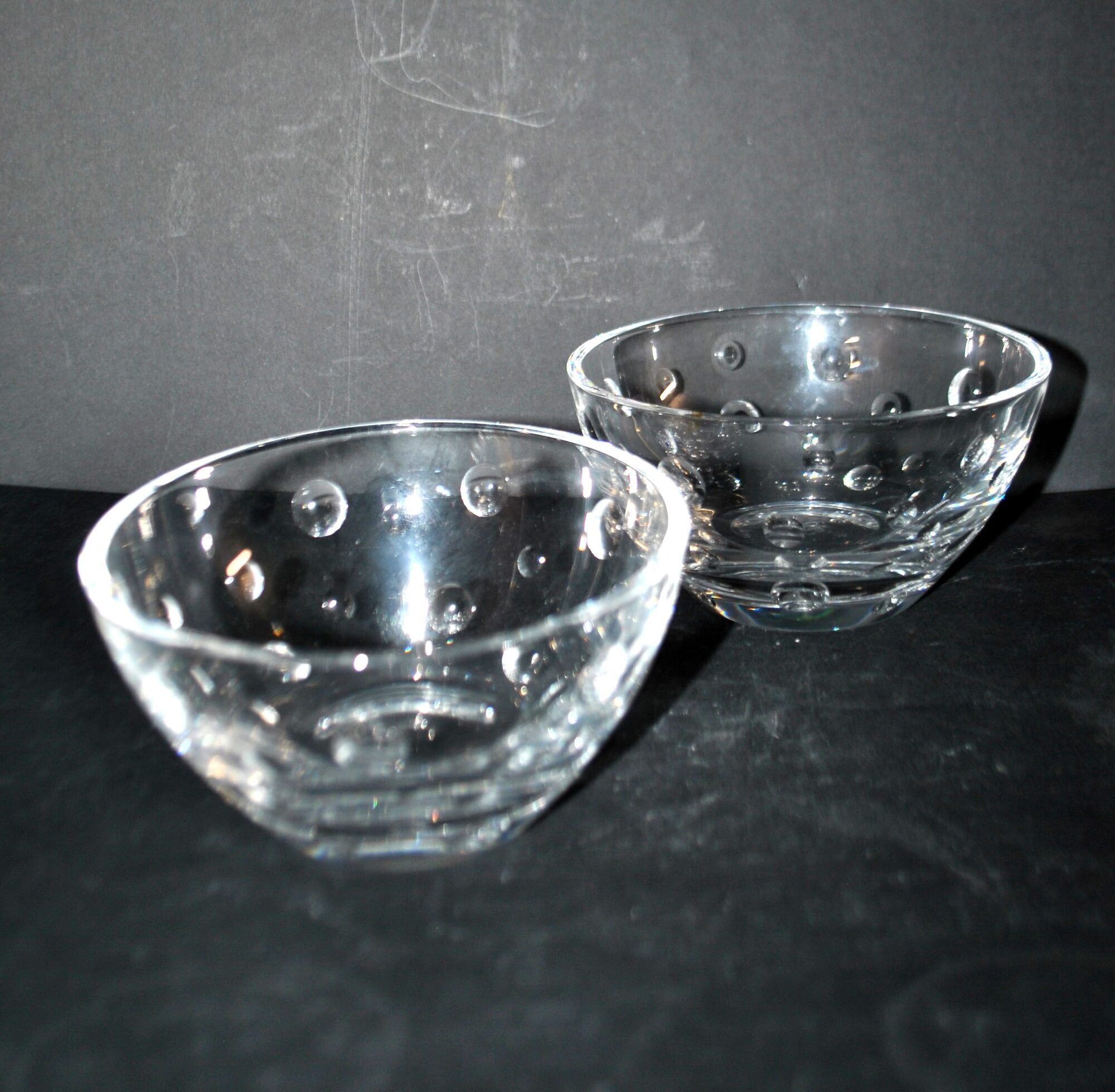 Cristal jg durand set of 2 cut crystal bowls with bubble dots