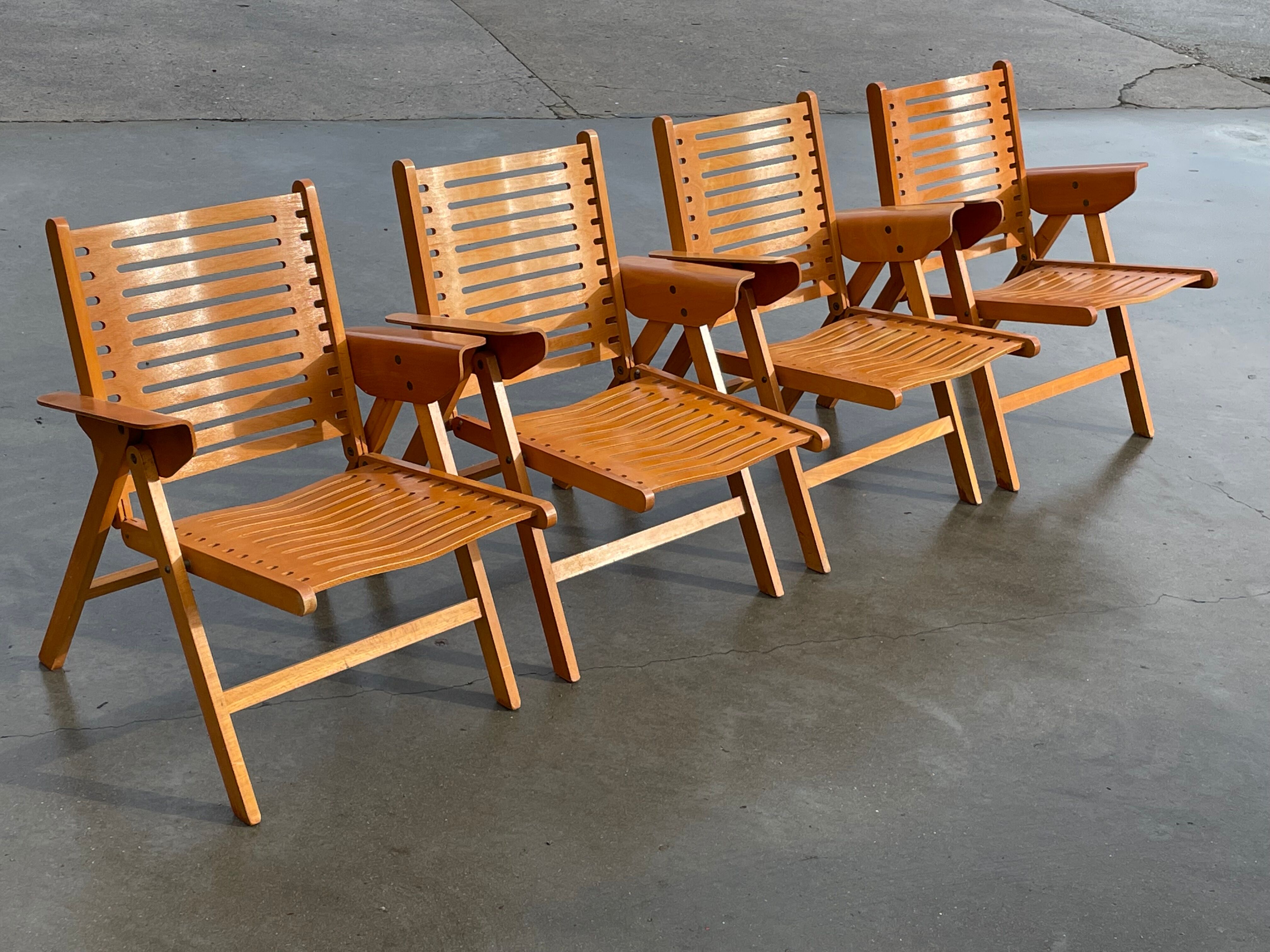 Vintage set of four Rex Plywood folding chairs by Niko Kralj design 1950