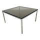 Square coffee table in chrome and smoked glass from the 1970s.