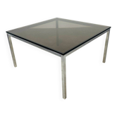 Square coffee table in chrome and smoked glass from the 1970s.