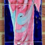 Virgin and Child - ceramic painting signed J.Ortega.