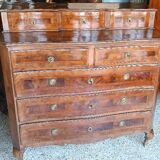 Antique veneered and inlaid commode, 18th century, Northern Italy.