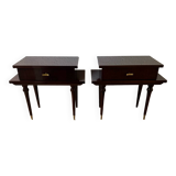 Scandinavian style varnished wood bedside tables from the 60s (X2)