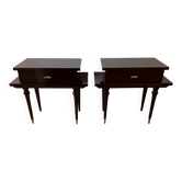 Scandinavian style varnished wood bedside tables from the 60s (X2)