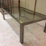 Coffee table with square tubular structure and smoked glass - 1970