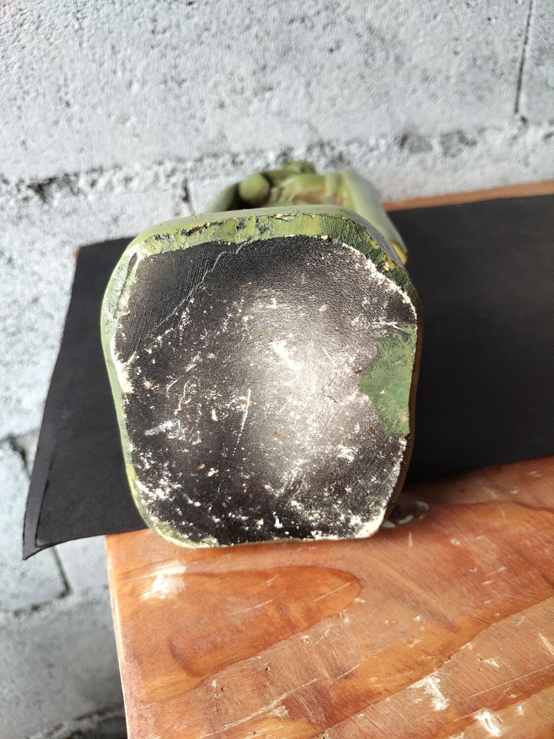 Ancient statue of Saint Thérèse of Lisieux – patinated olive green plaster