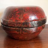 Round Chinese box lacquered red