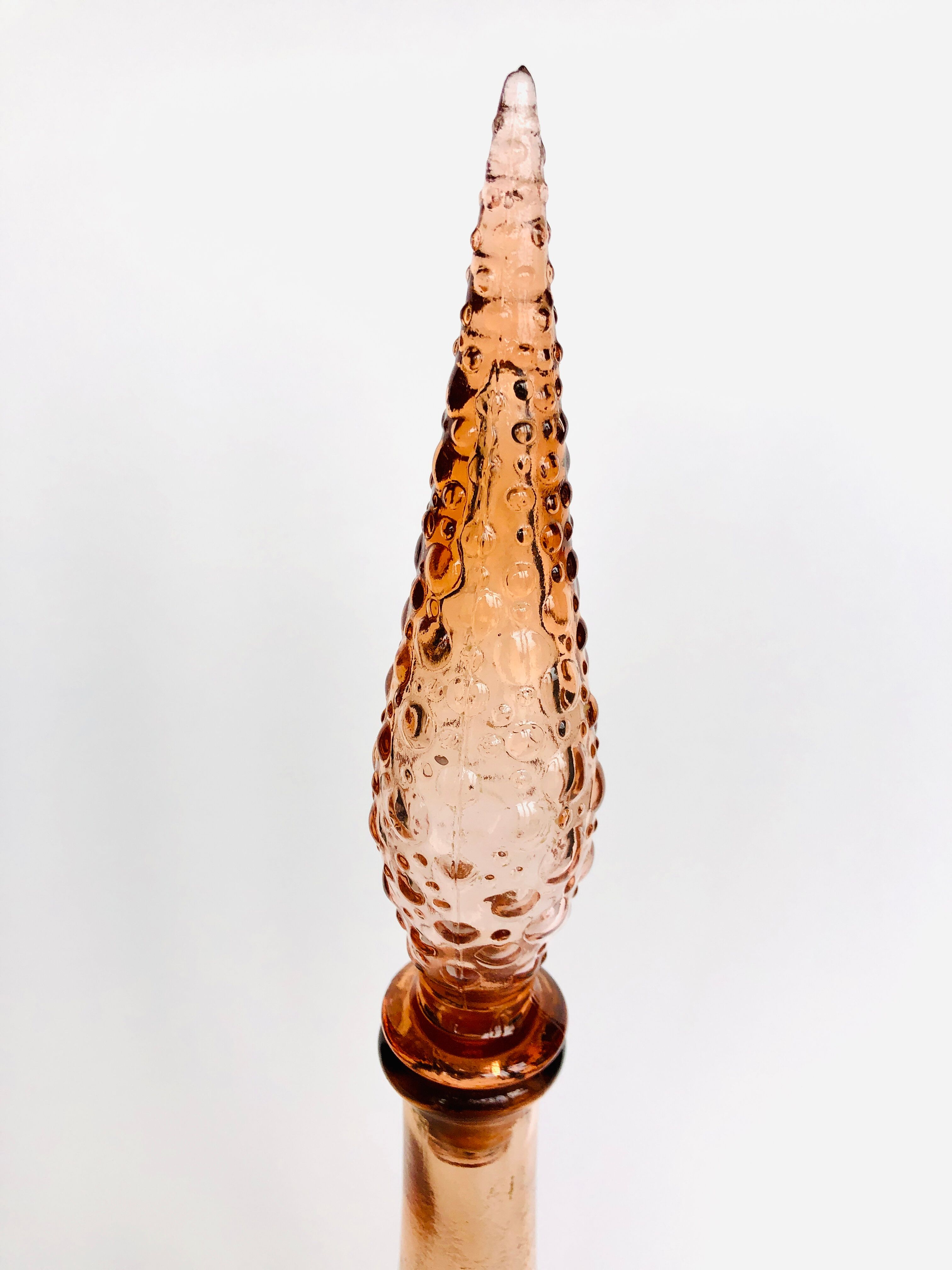 Old pink Empoli glass decanter 1960