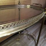 Desserte à roulettes laiton et verre porte bouteilles année 60