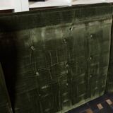 Salon scandinave de couleur vert vintage des années 70