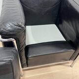 Black Leather LC2 Club Chair with Chromed Frame by Le Corbusier for Cassina, 1965