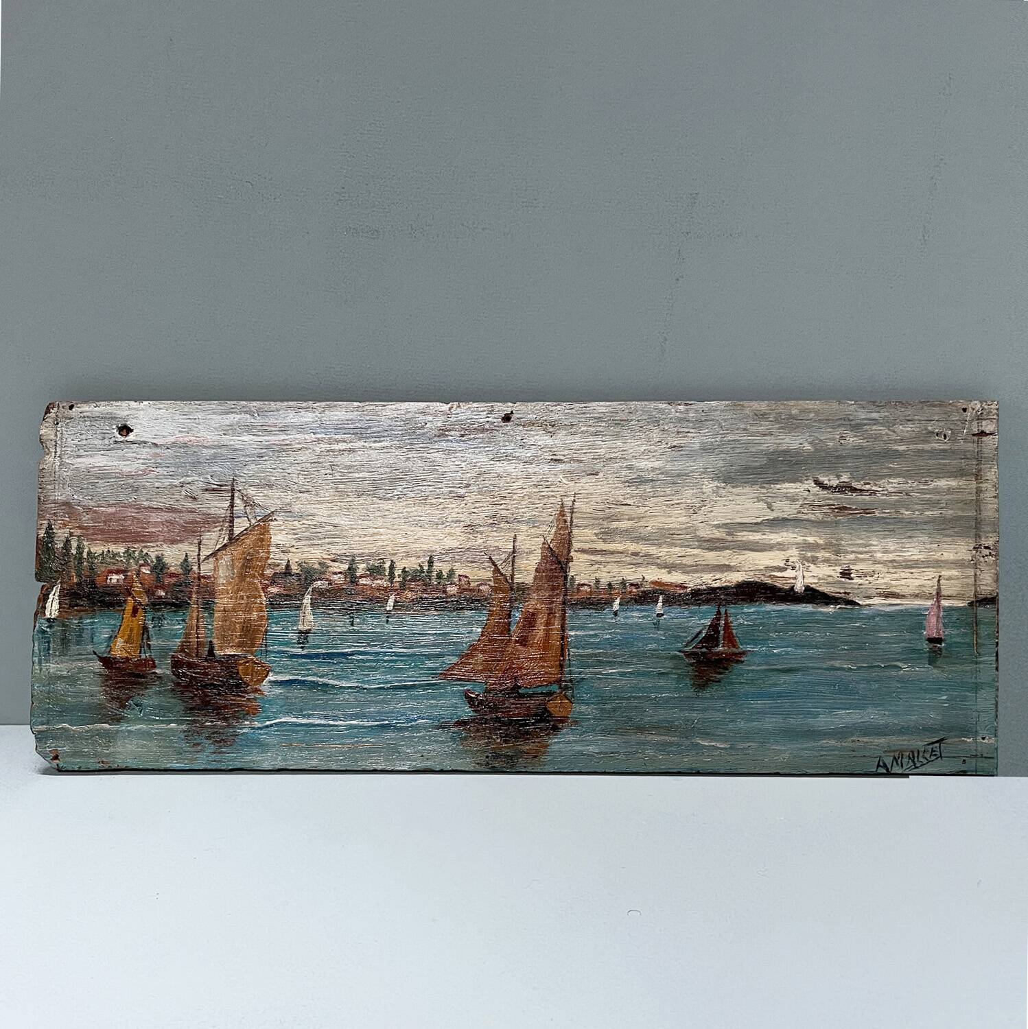 Tableau XIXème "La baie" signé A.Mallet