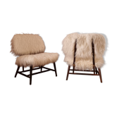 Pair of modern classic Swedish chairs "Teve", Pierre Frey fabric, Alf Svensson