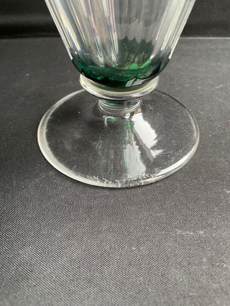 Overlay cut crystal vase signed Val Saint Lambert 1970s