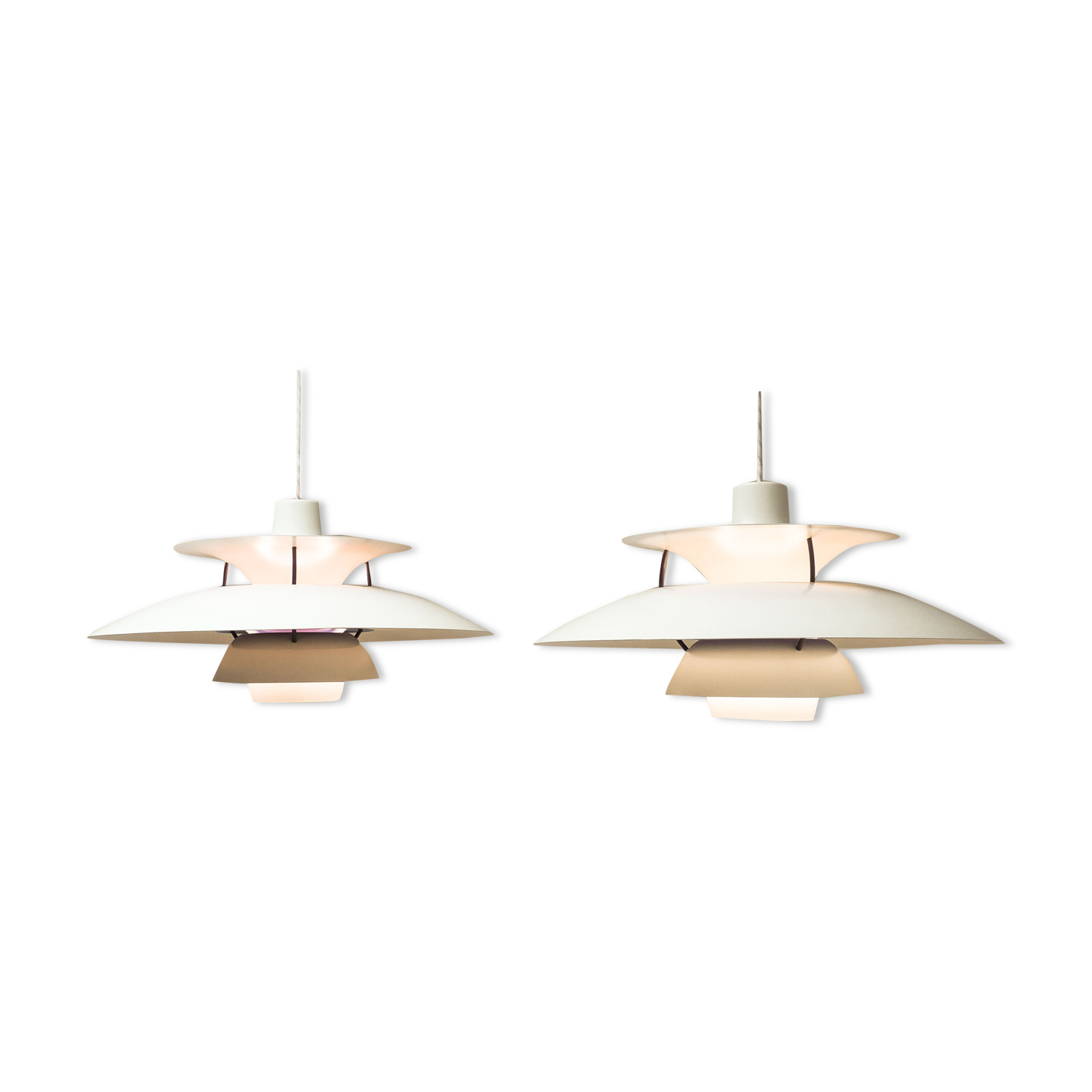 Pair of vintage poulsen ph5 scandinavian pendant lamp
