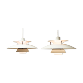Pair of vintage poulsen ph5 scandinavian pendant lamp