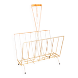 Magazine rack in gilded brass and bamboo handle, 1950