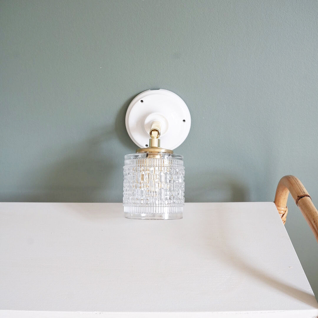 Carved glass wall lamp