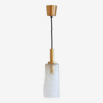 Carl fagerlund style cylindrical textured glass pendant light