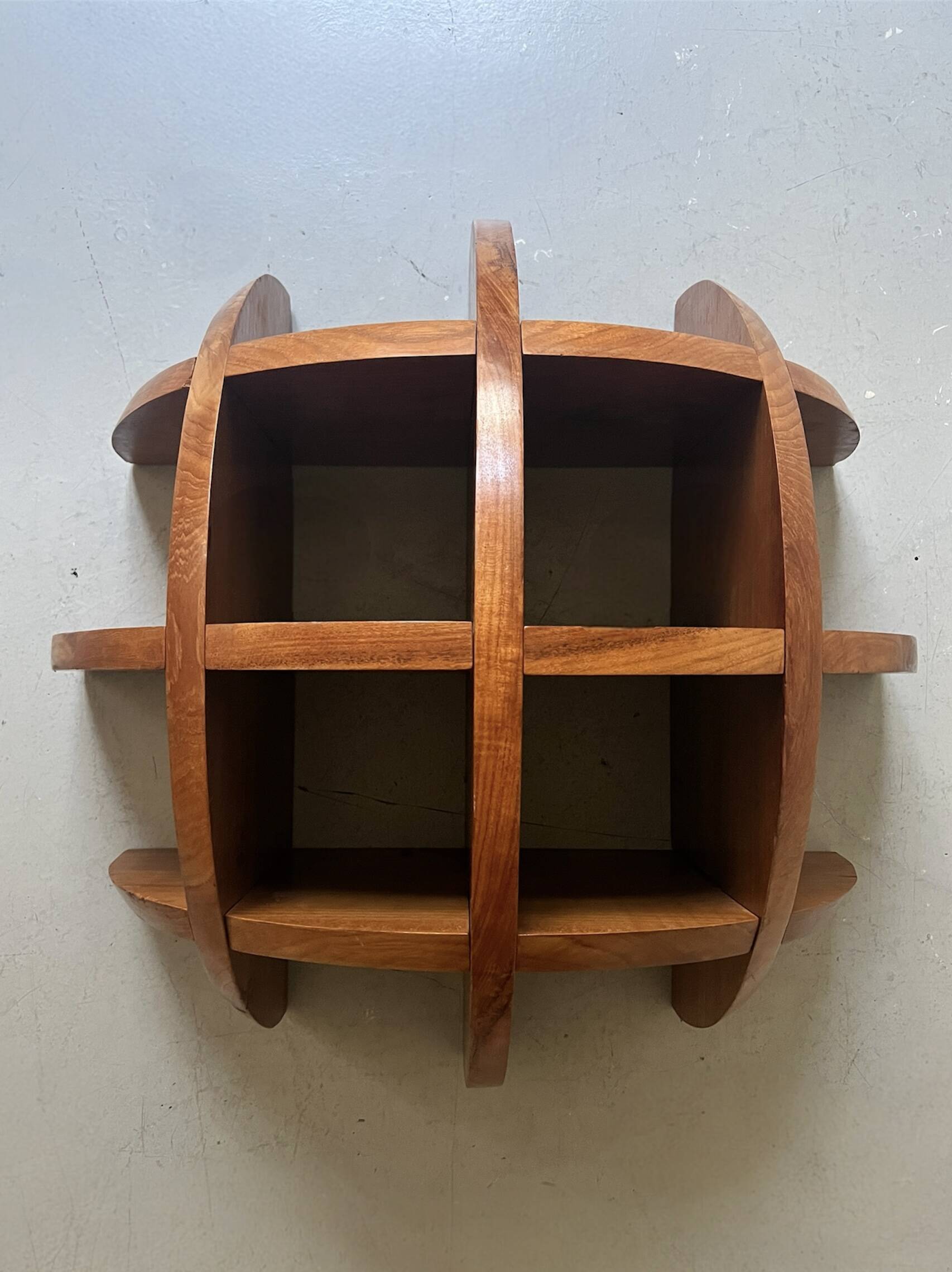 Library shelf half-sphere solid wood stained rosewood, 70s design