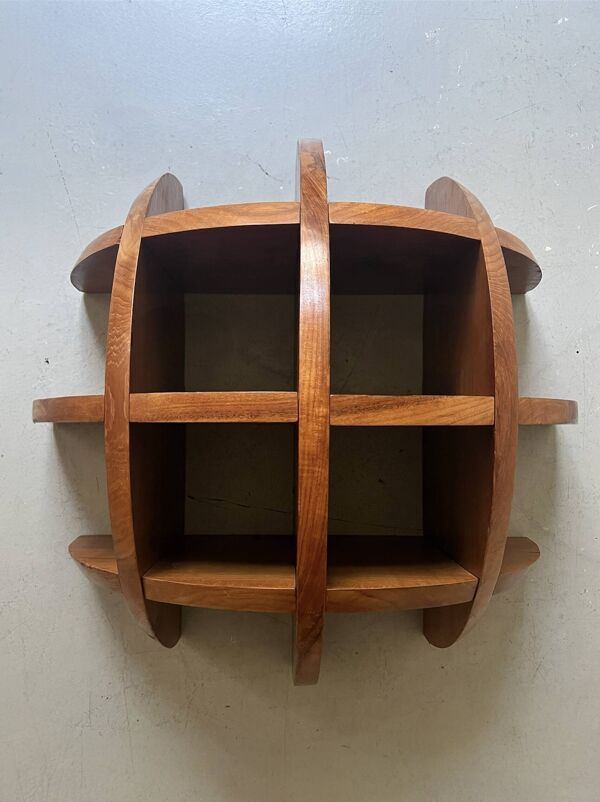 Bibliotheque étagere demi sphère bois massif teinté palissandre, design 70