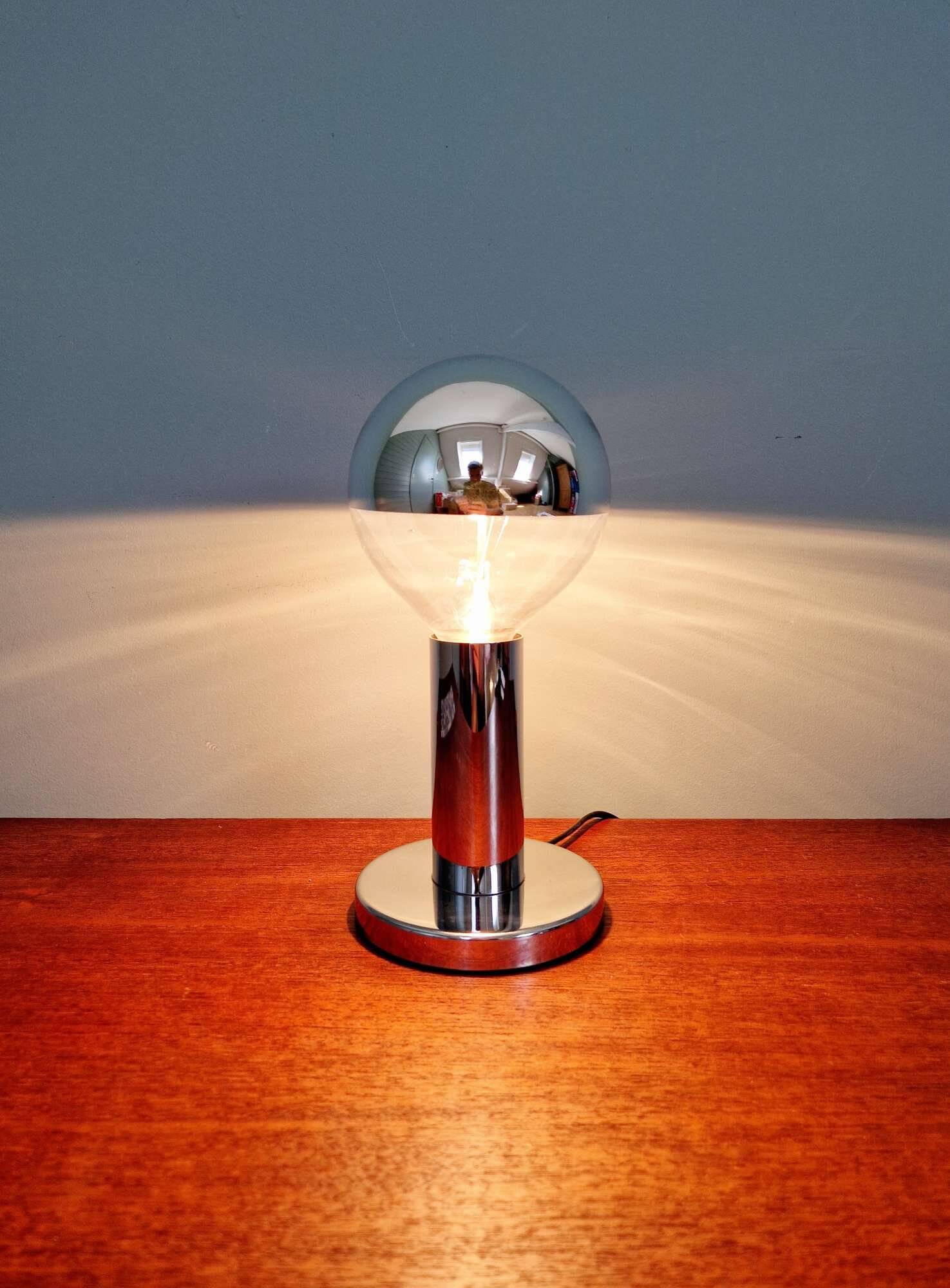 Space Age chrome metal table lamp, 1970s