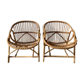 Pair of vintage rattan armchairs