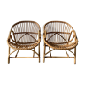 Paire de fauteuils en rotin vintages