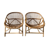 Pair of vintage rattan armchairs