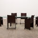 Tito Agnoli for Matteo Grassi leather dining table and six chairs