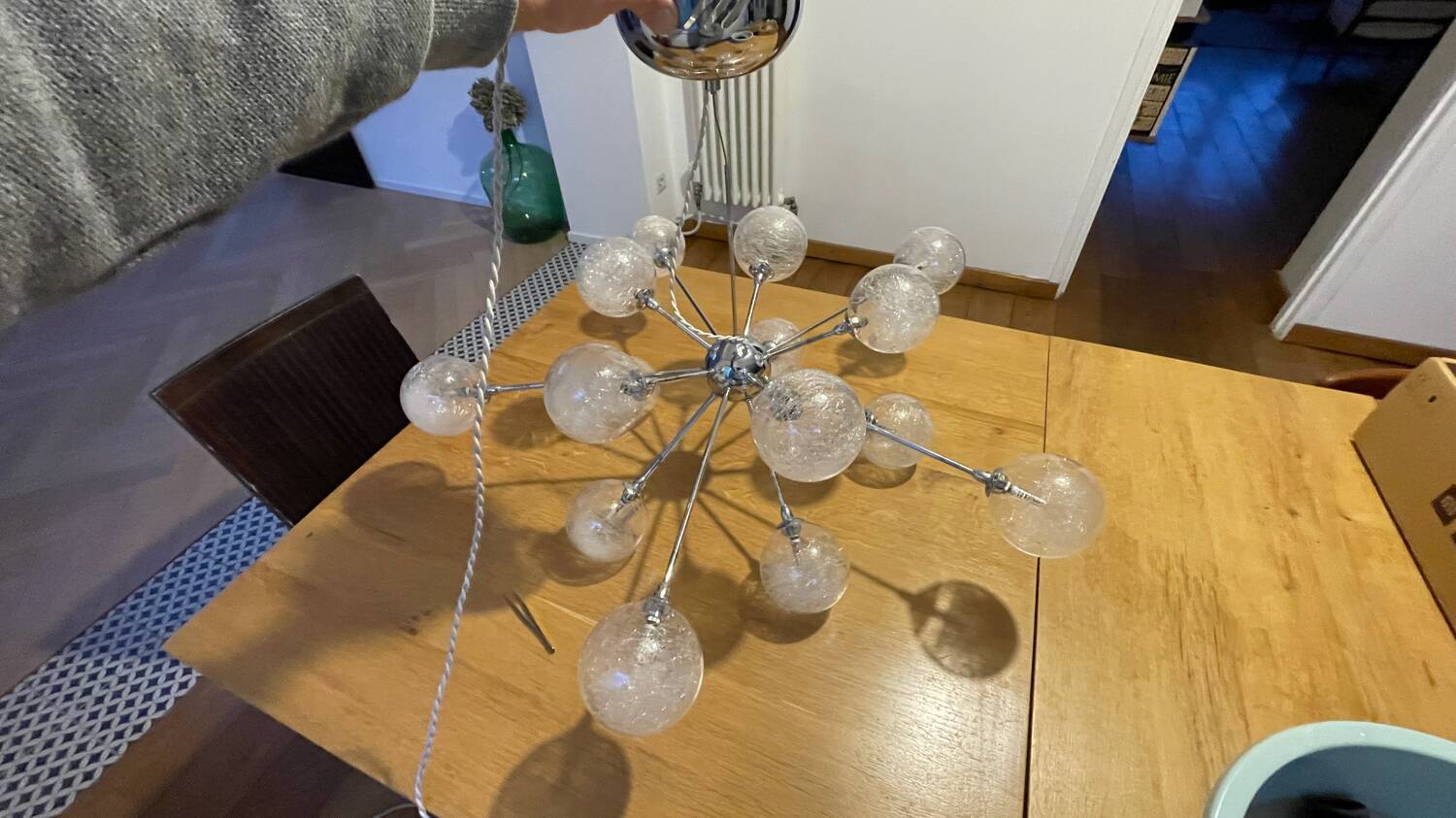 Lustre Sputnik 15 boules filament de verre
