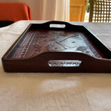 Wood and leather tray