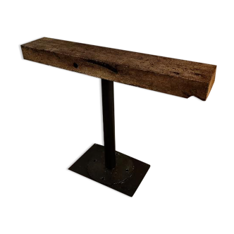 Metal console and old industrial wood