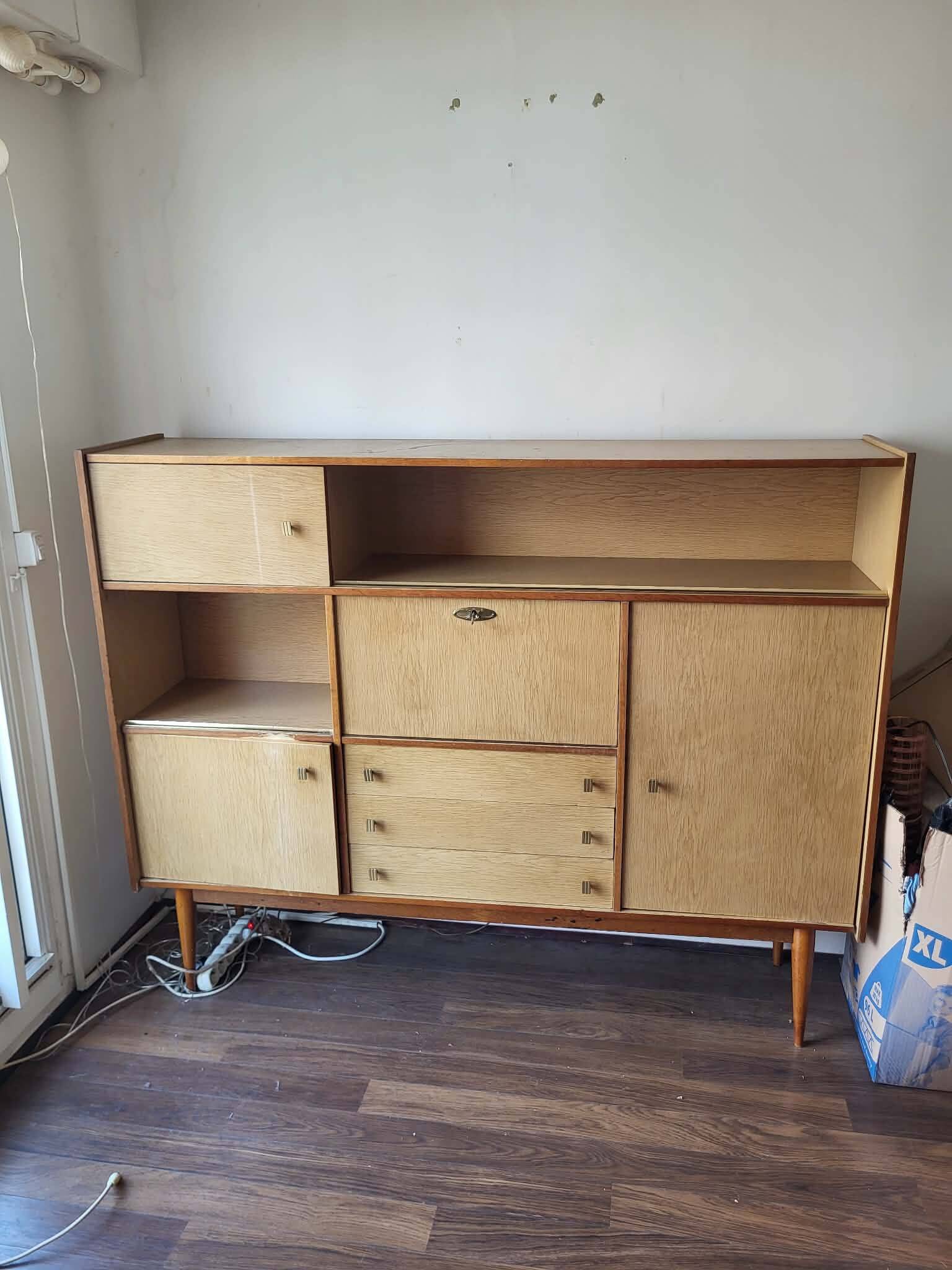 1960s secretary buffet on tapered legs