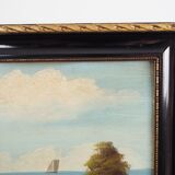 Painting „The Hut by the Sea”, Scandinavian design, 1970s