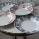 Set of 6 hollow plates Terre de Fer XIXth Saint Amand "Campanule" "Anémone"