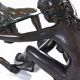 Table basse en bronze avec sculpture figurative et plateau en verre par C. Conndray