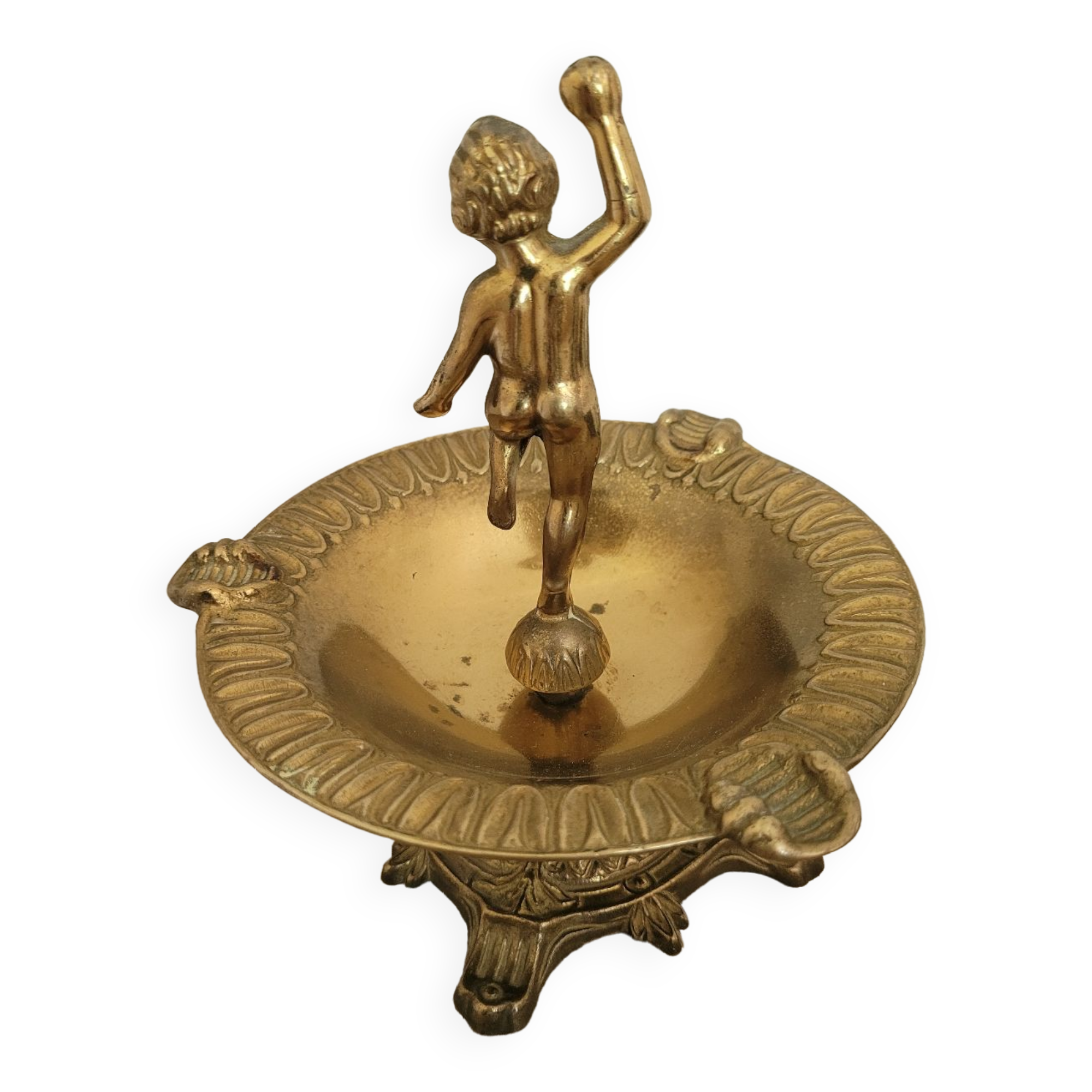 Brass cherub ashtray