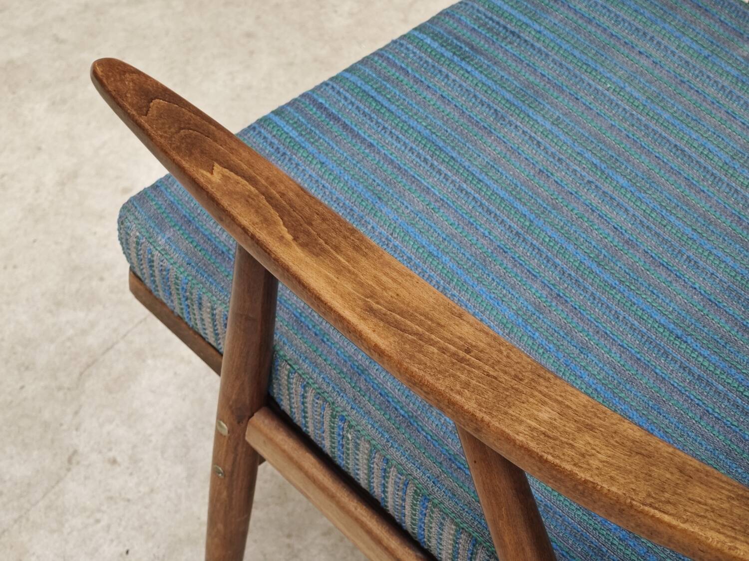 Pair of blue boomerang armchairs by Antonin Suman for Ton (Thonet) 1960