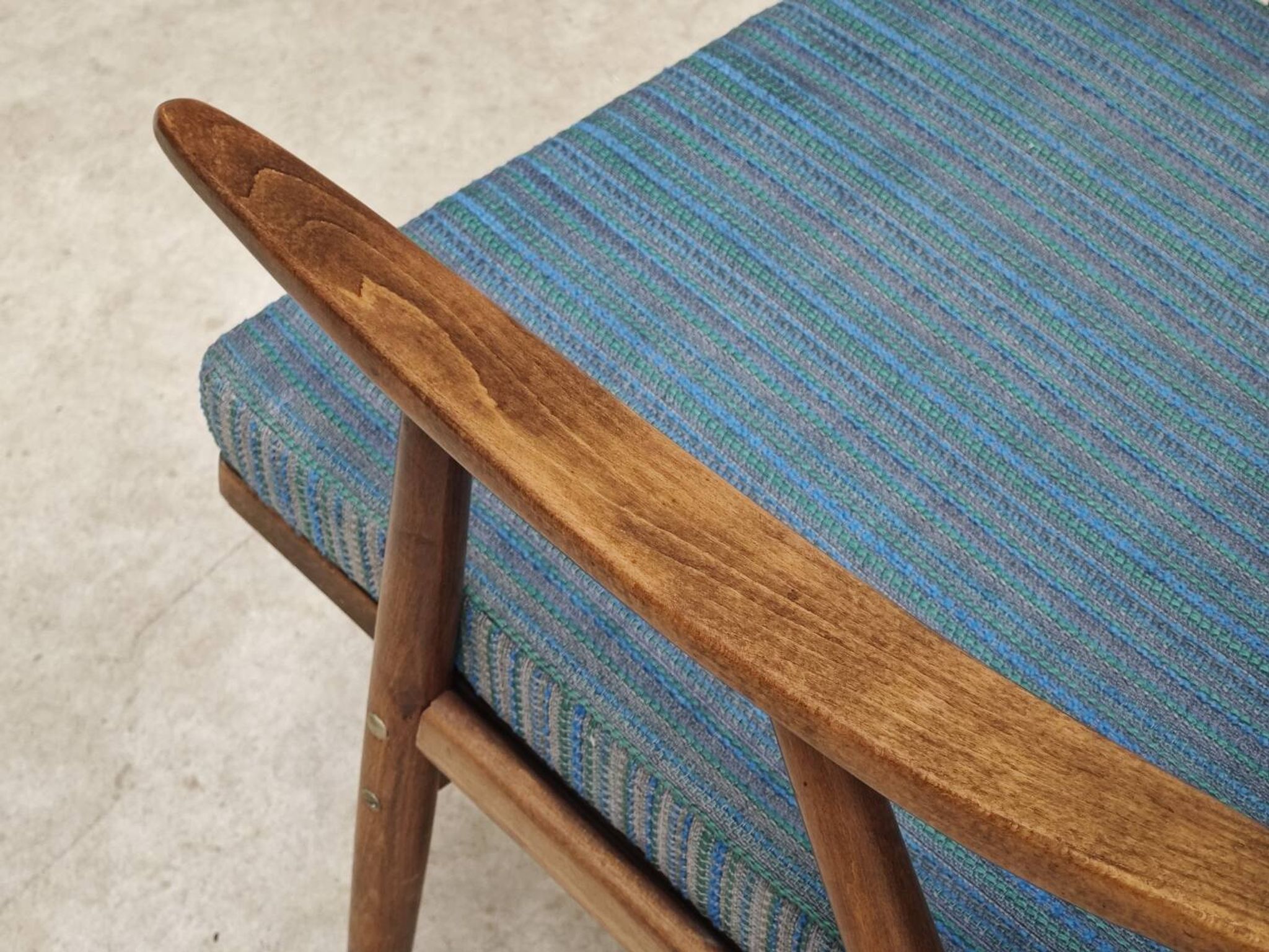 Pair of blue boomerang armchairs by Antonin Suman for Ton (Thonet) 1960