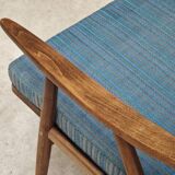 Pair of blue boomerang armchairs by Antonin Suman for Ton (Thonet) 1960