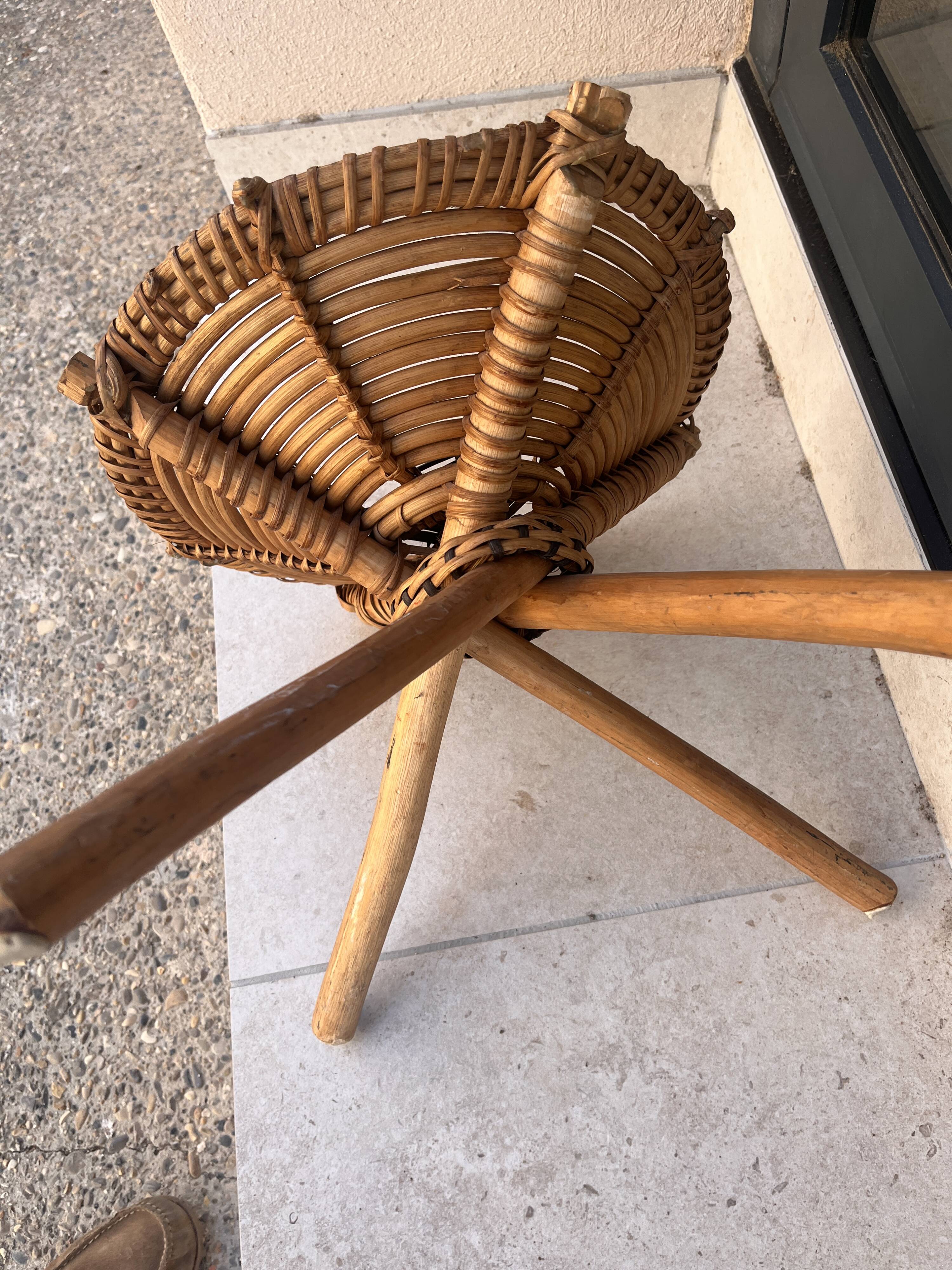 African rattan low stool