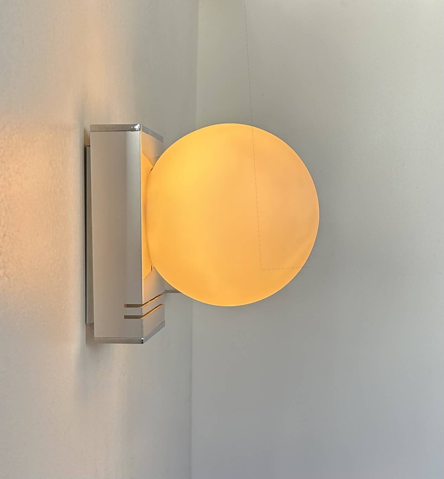 Vintage wall lamp, chrome and opaline, France 1970